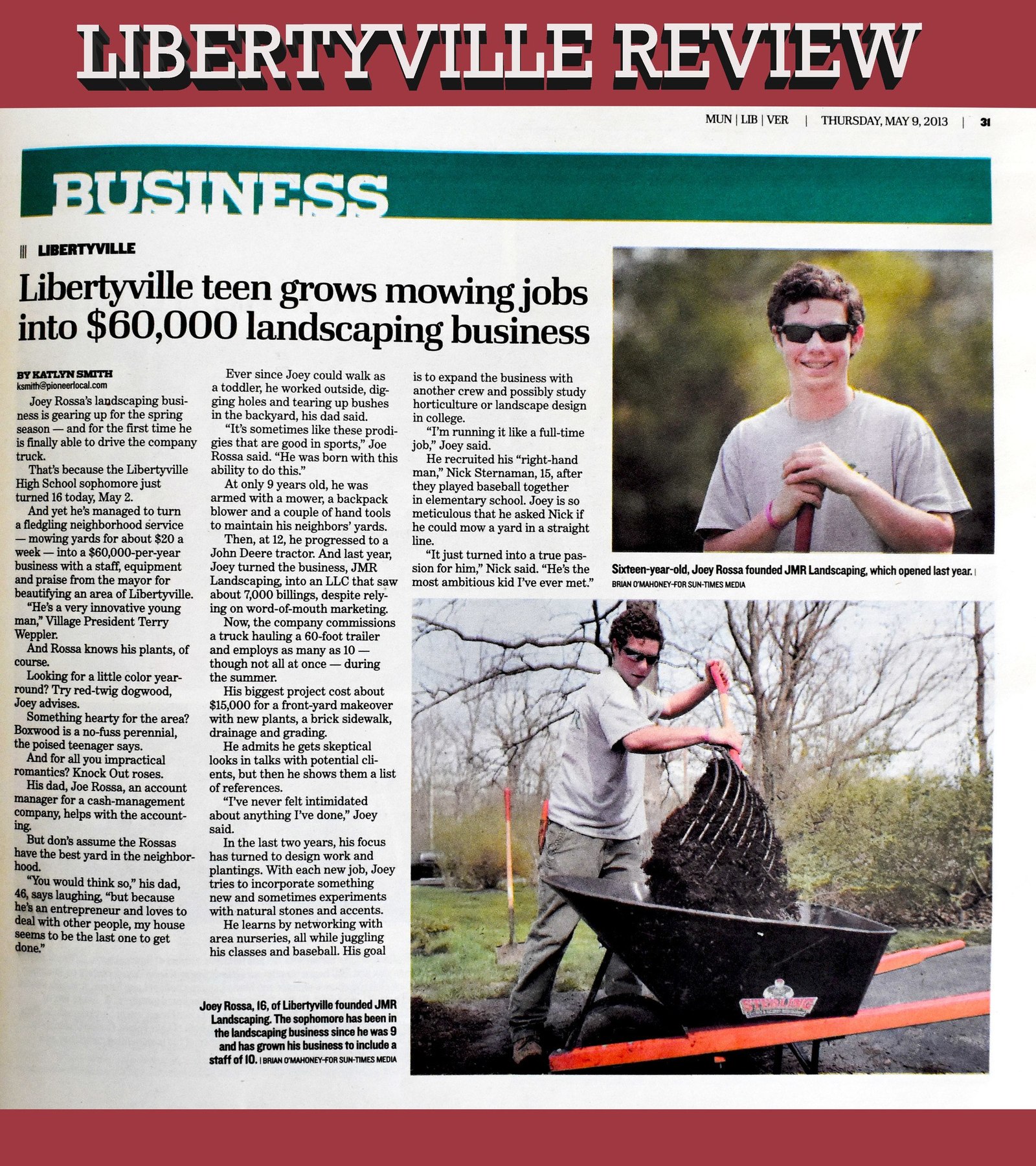 Teenage Rossa Propels JMR Landscaping to New Heights